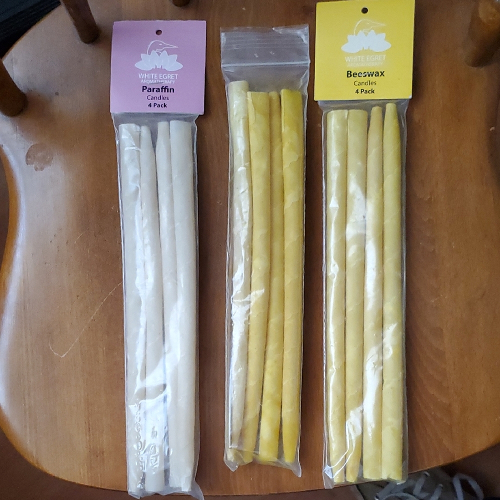 White Egret Ear Candle Lot. 7 Beeswax, Five Paraffin Based Aromatherapy Incense
